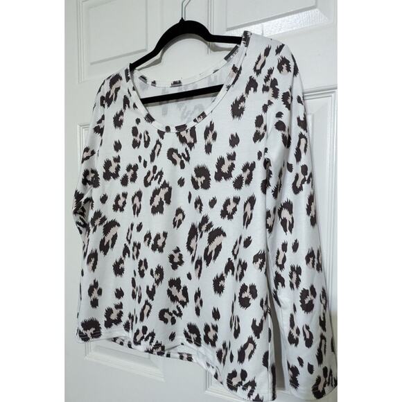 Women's Leopard Print Long Sleeve Top & Drawstring Short Set 2pc Loungewear Sz S - Picture 15 of 15